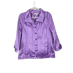 Laura Ashley Womens Jacket Large Pastel Iridescent‎ Purple Colorful Outdoors